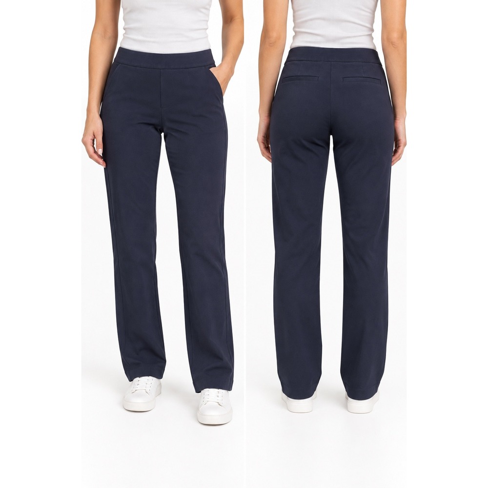 Spanx The Perfect Pant Straight Leg Navy Blue Womens Large Tall Pull On Trousers
